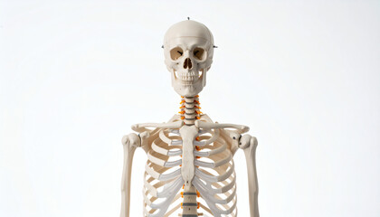 Artificial Human Skeleton Model Isolated on White Background &ndash; Detailed Anatomical Display for Education and Display Purposes
