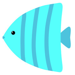 Cute Blue Striped Fish &ndash; Flat Cartoon Style Sea Animal Illustration