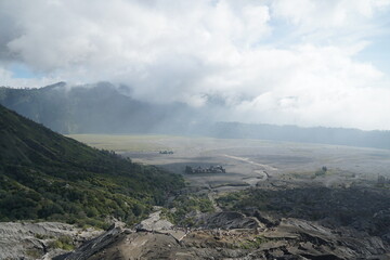 Eruption aftermath bromo volcano indonesia landscape photography dramatic skies wide-angle view natural beauty