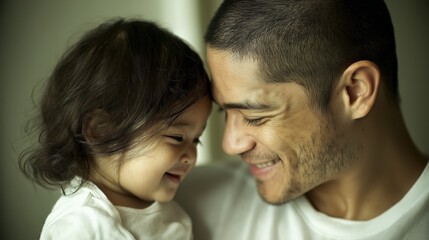 Young father and daughter sharing a tender moment, love and connection in a quiet embrace