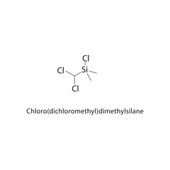 Chloro(dichloromethyl)-dimethylsilane skeletal structure. Chlorinated Organosilane compound schematic illustration. Simple diagram, chemical formula.