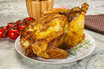 Homemade Grilled whole chicken with spices