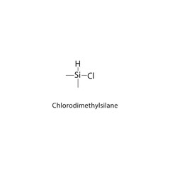 Chlorodimethylsilane skeletal structure. Chlorinated Organosilane compound schematic illustration. Simple diagram, chemical formula.