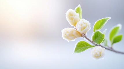 Fototapeta premium Delicate spring blossoms frosted