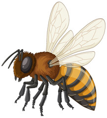 Detailed Vector Illustration of a Honey Bee