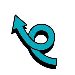 Curved Arrow Retro Stylized