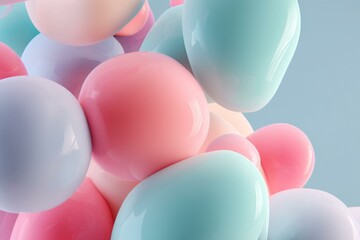 Pastel Spheres in Close-Up: A Playful and Modern Abstract Design with Muted Tones and Soft Lighting
