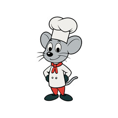 Chef Mouse with Chef Hat: A charming mouse, attired in a chef's outfit, stands ready to create culinary delights, embodying the playful essence of food preparation.