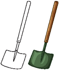 Garden Shovel Illustration with Outline