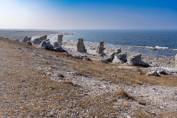 Langhammars sea stacks on Fårö, Gotland, Sweden