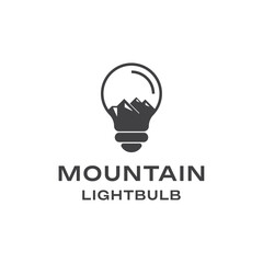 Minimalist logo combining mountains and light bulbs