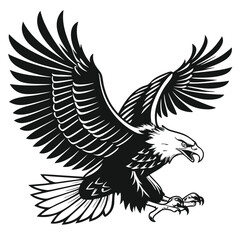 Obraz premium Black and White Majestic Eagle in Flight Design