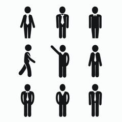 Nine Simple Businessman Pictograms in Suits