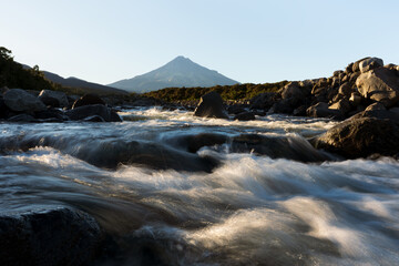 New Zealand landscape of Mt Taranaki and river