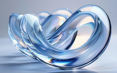 Smooth translucent glass-like abstract shape with flowing curves and reflections on a soft gradient background evoking calm and fluidity