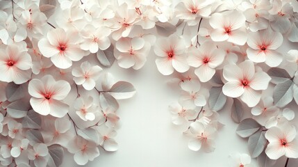 Obraz premium A floral pattern, with delicate flowers and leaves, on a light-colored background 
