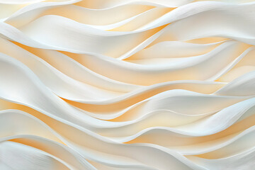 Obraz premium Artistic wave patterns abstract design paper texture minimalist. Elegant white floral wall art indoor gallery 3d texture display modern design close-up aesthetic appeal.