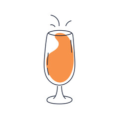 Simple orange sparkling cocktail clipart