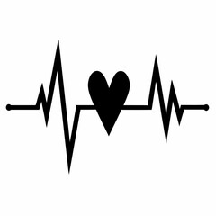 Heartbeat Pulse Silhouette Vector Illustration