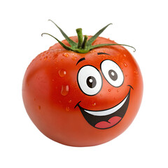 Happy tomato cartoon isolated on transparent background