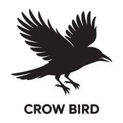 Crow bird Vector Black silhouettes, Simple Design vector icon with white background