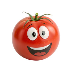 Happy tomato cartoon isolated on transparent background