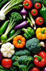 fresh vegetables on black background