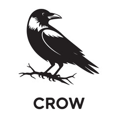Crow bird Vector Black silhouettes, Simple Design vector icon with white background