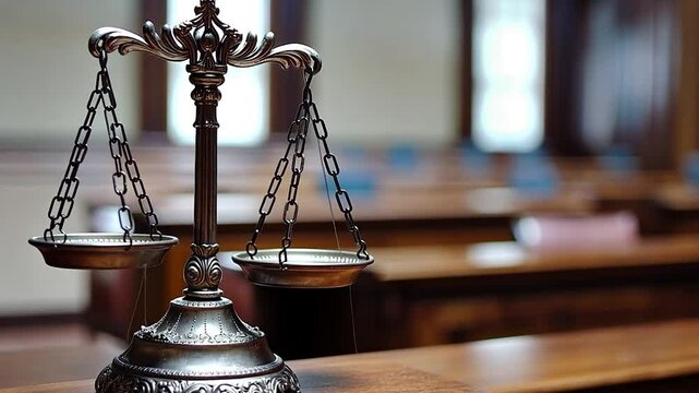 Justice Scales in Courtroom