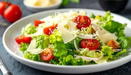 パルミジャーノレッジャーノチーズをたっぷりかけたシーザーサラダ４