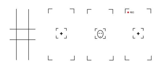camera display. Screen of smartphone camera. vertical, Focusing screen. Interface of smart phone with photo and video shooting