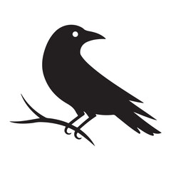 Crow bird Vector Black silhouettes, Simple Design vector icon with white background