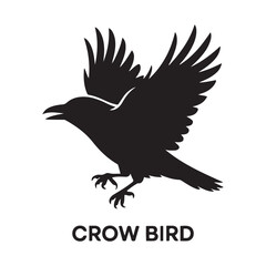 Crow bird Vector Black silhouettes, Simple Design vector icon with white background