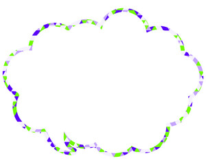 ステンドグラス風吹き出し　三角形模様　丸みのある雲形