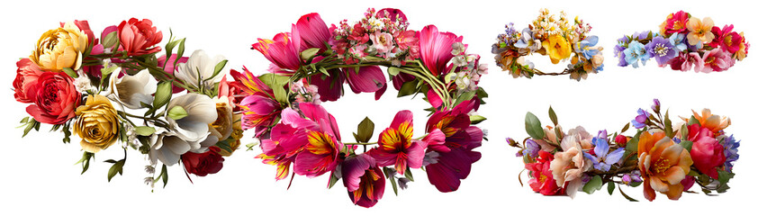 Floral Crowns isolated on white background