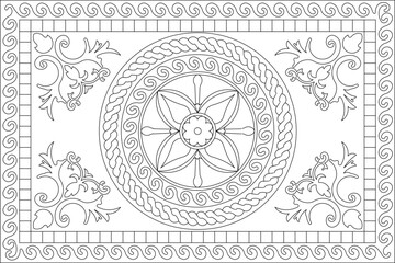 Vector sketch illustration silhouette design frame background pattern carving decoration classic vintage floral natural 
