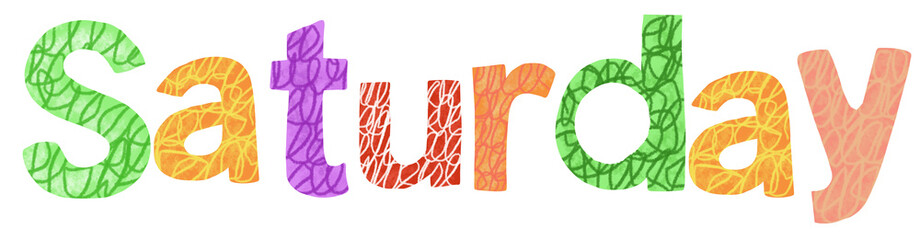 colorful alphabet text saturday