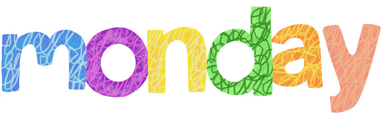 colorful alphabet text monday