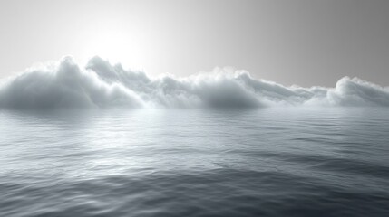 Obraz premium Foamy Waves in the Gray Blue Ocean under Sunlight with an Overcast Sky