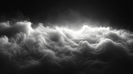 Obraz premium Abstract Black and White Ocean Wave with Foam Splashing in Dark Background