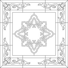 Vector sketch illustration silhouette design background pattern carving decoration classic vintage