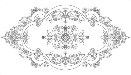 Fototapeta premium Vector sketch illustration silhouette design background pattern carving decoration classic vintage 