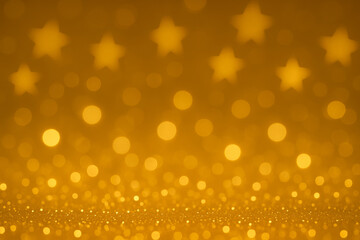 Glittering Golden Stars: A mesmerizing abstract composition, where a cascade of shimmering bokeh dances beneath a constellation of radiant golden stars, creating an atmosphere of enchantment.