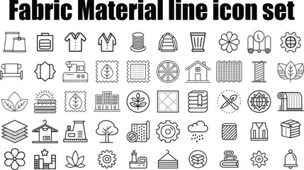 Fabric Material and Textile Line Icons Set  Industry and Shop Outline Collection