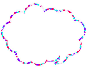 ステンドグラス風吹き出し　三角形模様　丸みのある雲形