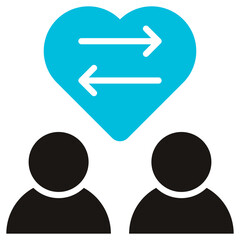 Relationship Glyph Blue Grey Icon