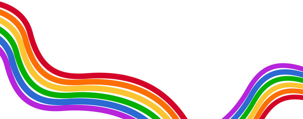 Wavy rainbow pride month decoration border design, PNG file transparent background