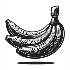a fresh banana fruit vector silhouette, vector black color silhouette, isolated white background