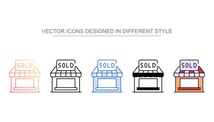 Shop Sold icon design with white background stock illustration