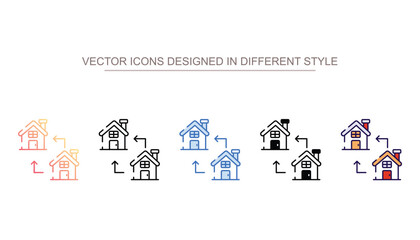 Home transfer icon design with white background stock illustration